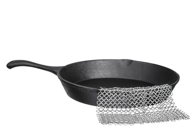 18/10 Stainless Steel Chainmail Scrubber, 8" x 8", for Cast Iron Pans and Pots