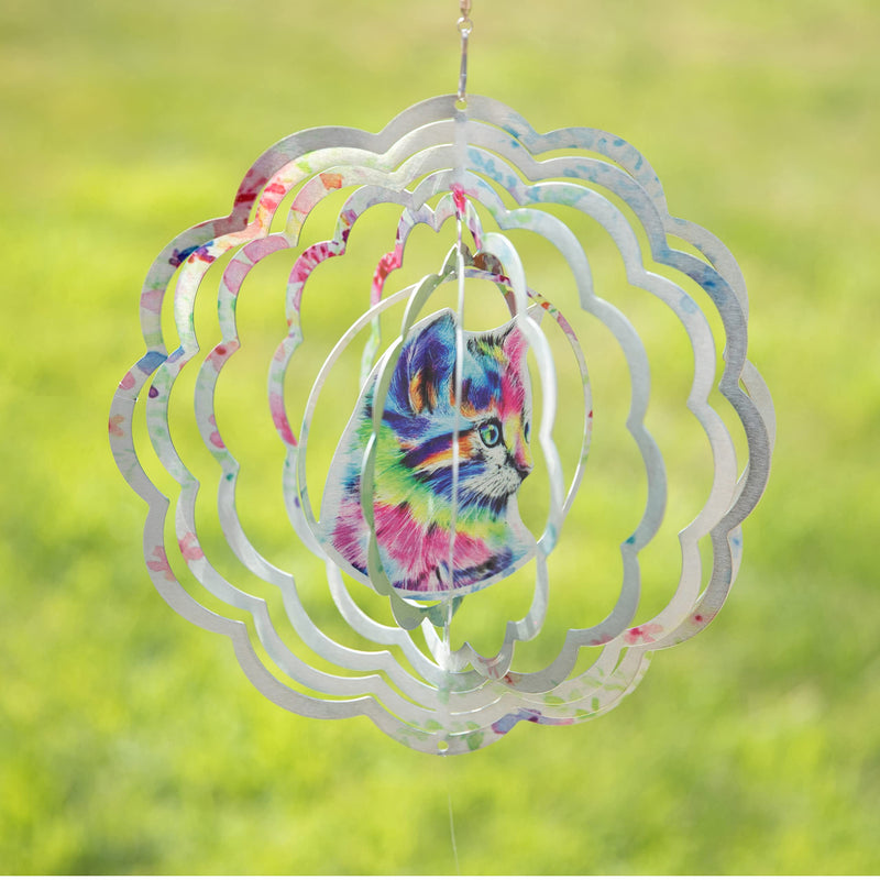 Kinetic 3D Metal Garden Wind Spinner (Rainbow Star)