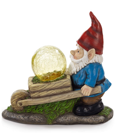 Vp Home Wheelbarrow Gnome With Magic Orb Solar Powered Led Outdoor Decor Garden Light