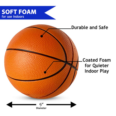 Botabee 5 Foam Mini Basketball for SKLZ Pro Mini Basketball Hoop, 2 Pack | Safe & Quiet