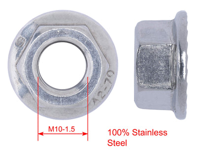 M10-1.5 Metric Stainless Serrated Hex Flange Nut, (25 Pack), 304 (18-8) Stainless Steel