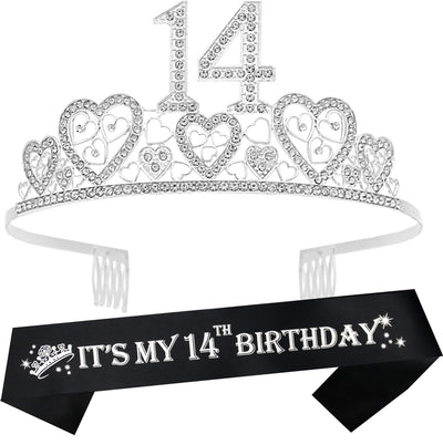 14th Birthday Sash, 14th Birthday Tiara, 14th Birthday Decorations for Her, 14th Birthday