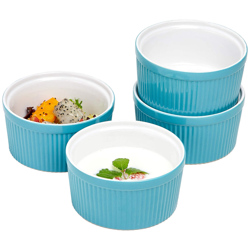 Oven Safe Ceramic Ramekins Souffle Dishes For Souffle, Creme Brulee and Dipping Sauces