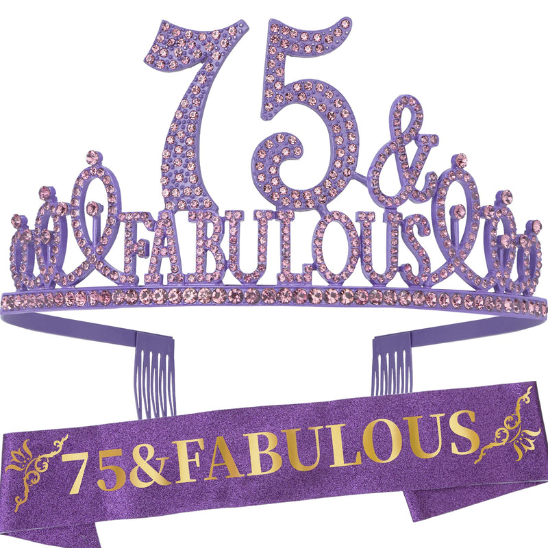 75th Birthday Gifts for Women, 75th Birthday Crown and Sash for Women, 75th Birthday