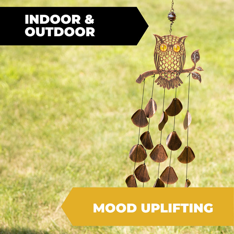 VP Home Tribal Owl Outdoor Garden Decor Wind Chime (Rustic Copper