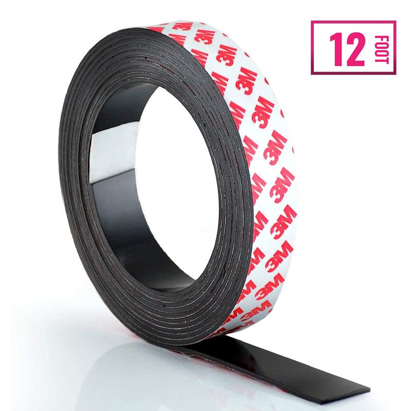 Craftopia Self Adhesive Magnet Strip Cuttable Roll, 1 inch x 12 feet Sticky Back Magnetic