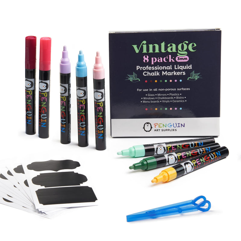 Liquid Chalk Markers - Set Of 8 6 Mm Fine Tip Chalk Pen + Free 24X Chalkboard Stickers