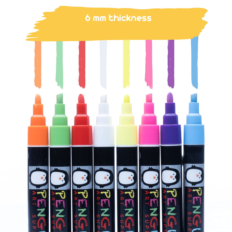 Liquid Chalk Markers - Set Of 8 6 Mm Fine Tip Chalk Pen + Free 24X Chalkboard Stickers