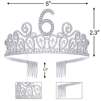 6th Birthday, 6th Birthday Decorations for Girls, 6th Birthday Tiara, 6th Birthday Crown