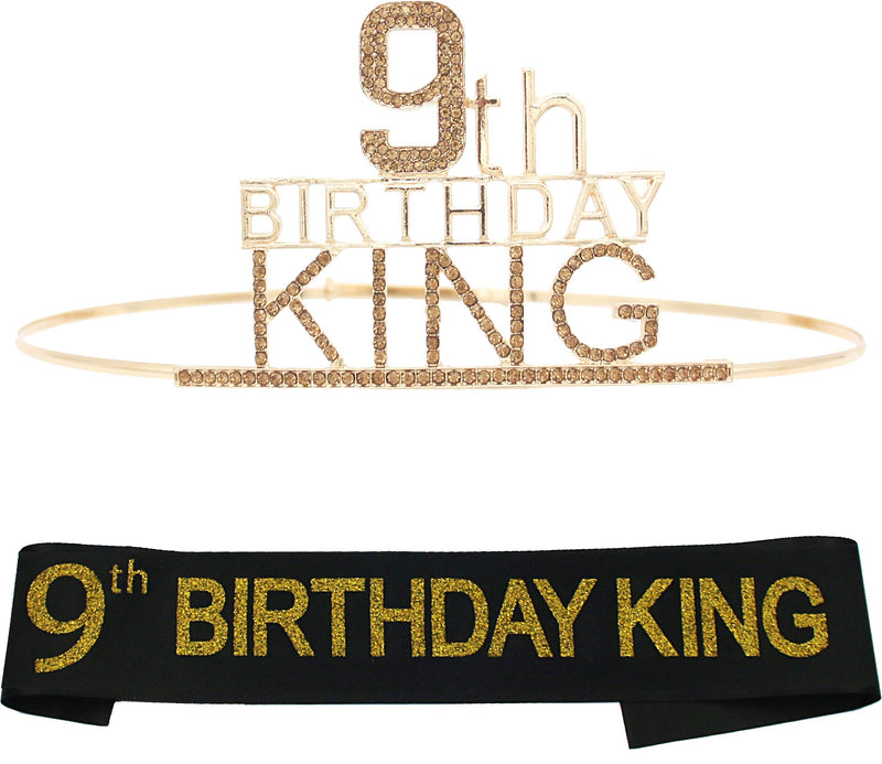 9th Birthday King Crown and Sash for Boy,9th Birthday for Him,9th Birthday King Crown