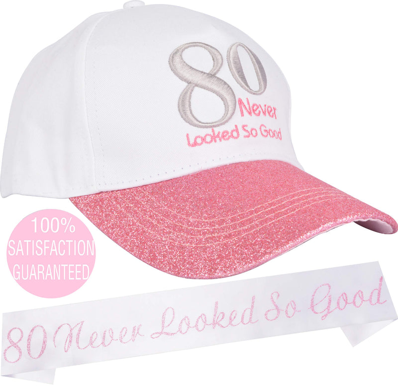 80th Birthday Gifts for Women, 80 Birthday Sash and Hat, 80th Birthday Decorations