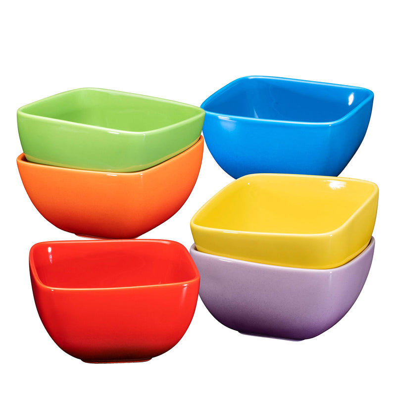 Bruntmor Large Ceramic 5.5" Square Bowls - 26 Oz Durable Non-toxic Ceramic Bowls set of 6