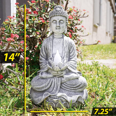 Vp Home Zen Buddha Solar Powered Flickering Led Outdoor Decor Garden Light