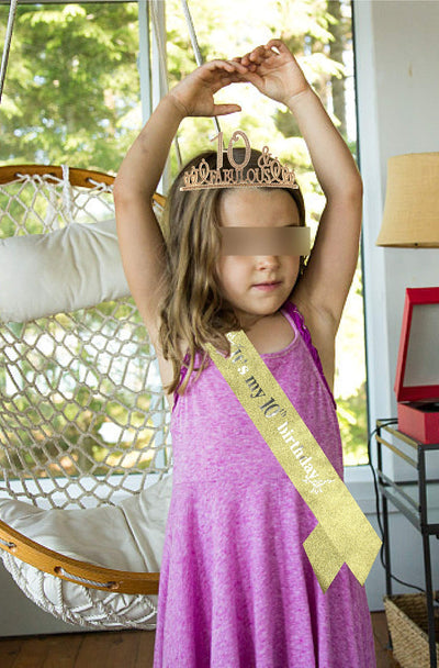 10th Birthday, 10th Birthday Tiara Golden, 10th Birthday Decorations for Girls, 10th