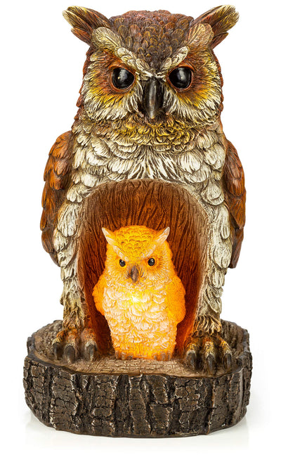 VP Home Mom and Baby Rustic Owls Solar Powered LED Outdoor Decor Garden