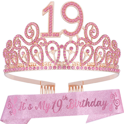 19th Birthday, 19th Birthday Gifts, 19th Birthday Crown, 19th Birthday Sash and Crown