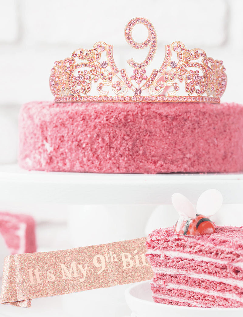 9th Birthday Gifts for Girl, 9th Birthday Tiara and Sash, 9th Birthday Decorations