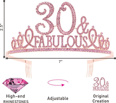 30th Birthday Gifts for Women,30th Birthday Tiara Pink,30 Birthday,30 Crown,30 Birthday