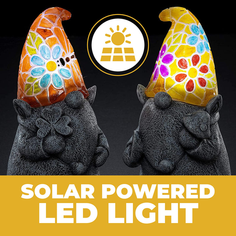 Vp Home Luminous Gnomes Solar Powered Led Outdoor Decor Garden Light, Set Of 2