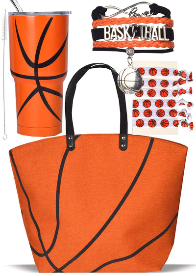 Basketball Tote Bag for Woman, Basketball Tumbler, Basketball Mom Tote, Basketball Bags