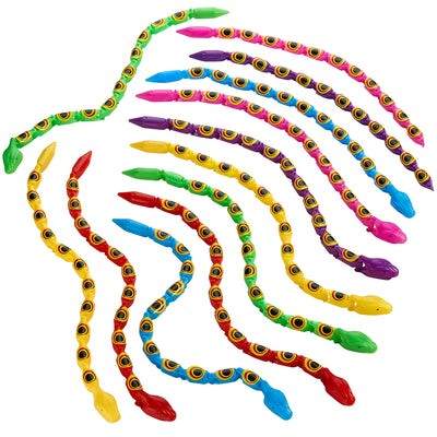 Kicko Wacky Wiggly Jointed Snakes - 12 Pack - 15 Inch - Long Plastic Snake Toys