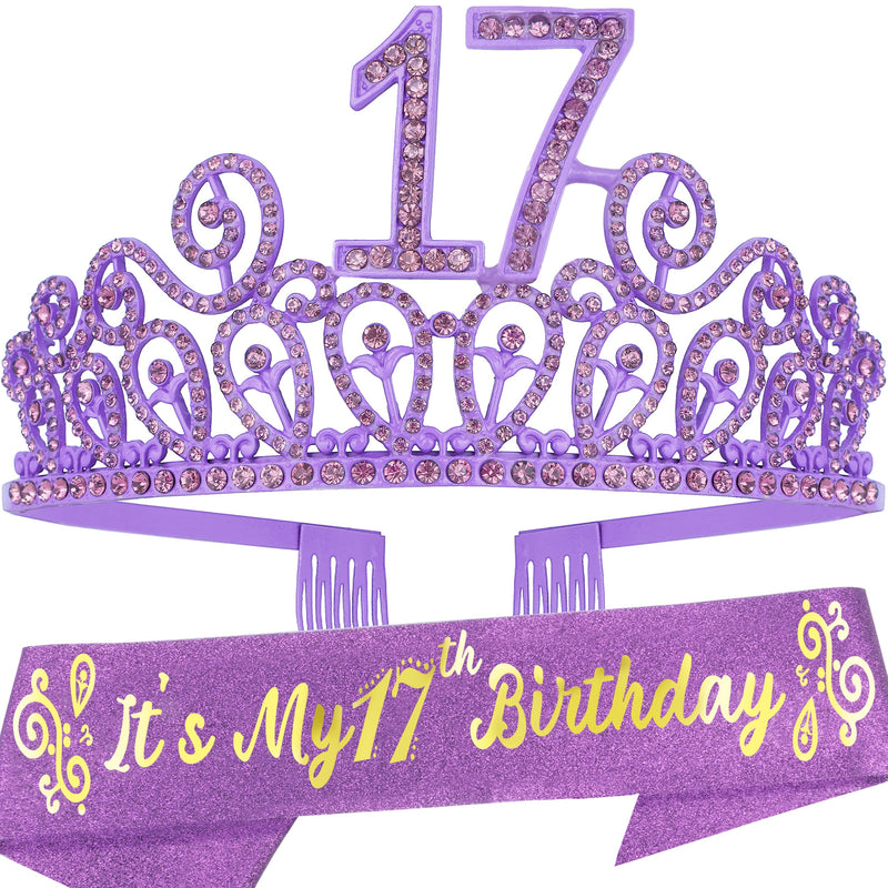 17th Birthday, 17th Birthday Gifts, 17th Birthday Crown, 17th Birthday Sash for Girls