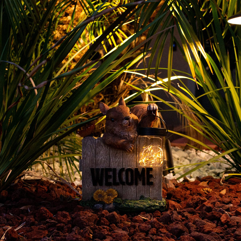 VP Home Welcome Squirrel with Lantern Solar Powered LED Outdoor Decor Garden