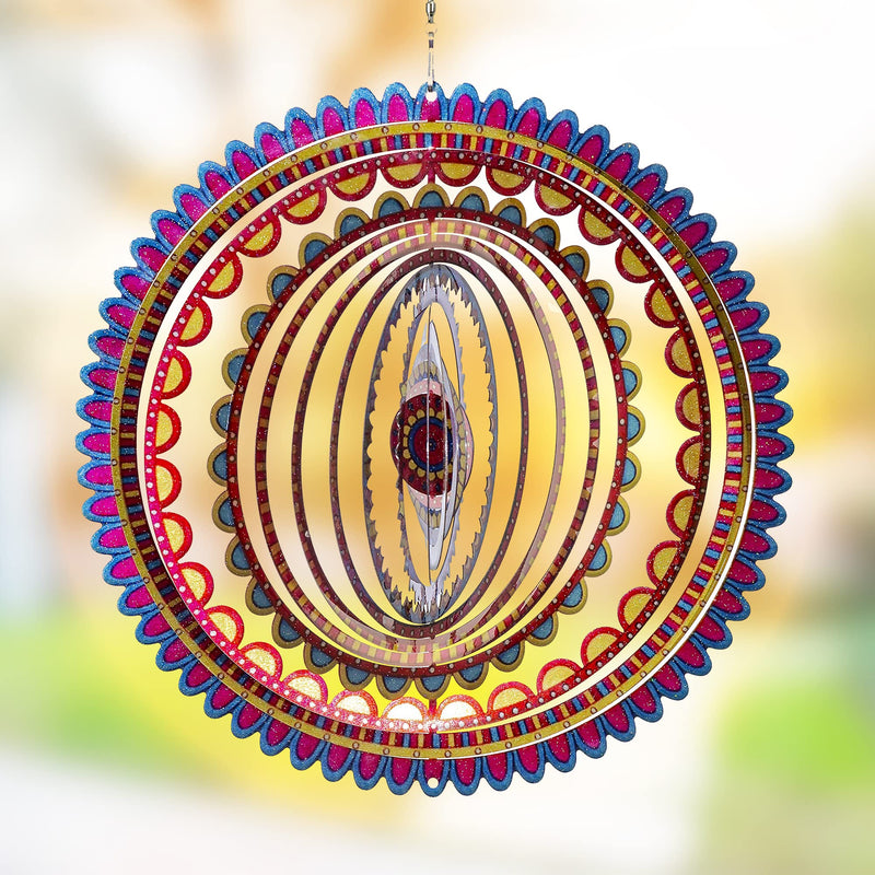 Kinetic 3D Metal Outdoor Garden Decor Wind Spinner (Sunrise Mandala