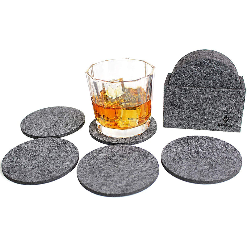 Summit One Premium Felt Absorbent Coasters, Set of 8 (4 Inch Round, 5mm Thick) - Super