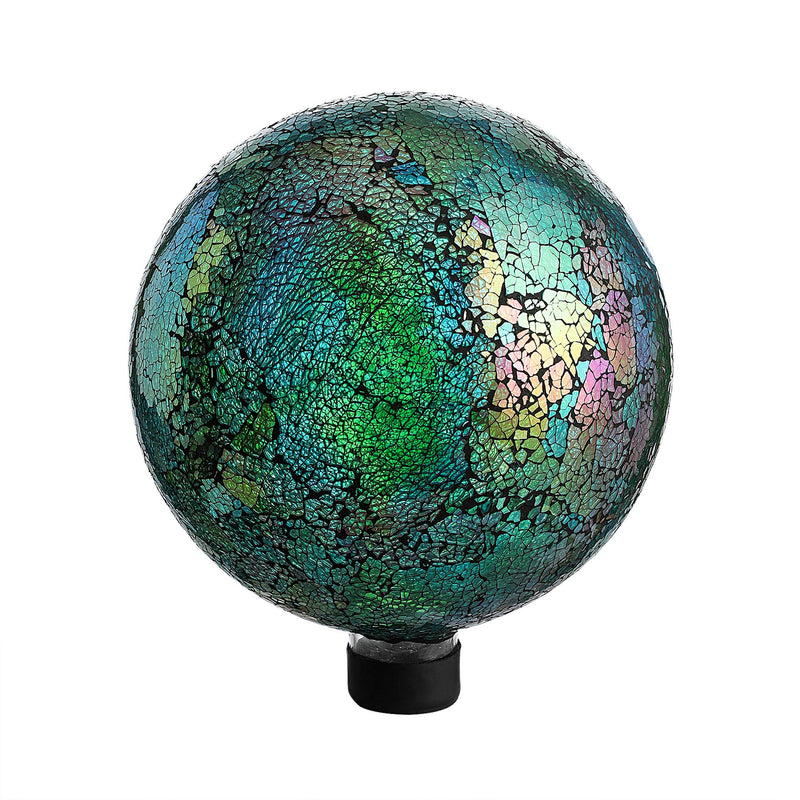 10 Inch Mosaic Colorful Gazing Ball,Iridescent Crackled Glass Mosaic Globe For Yard &