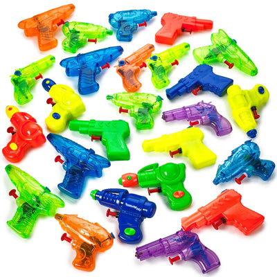 Kicko Small Squirt Guns for Kids - 25 Pieces Water Squirting Toys Assortment - Plastic