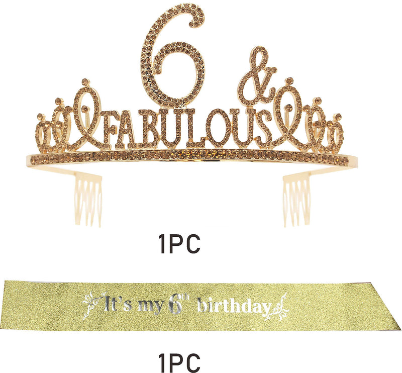 6th Birthday Gifts for Girls, 6th Birthday Tiara and Sash, 6th Birthday Decorations