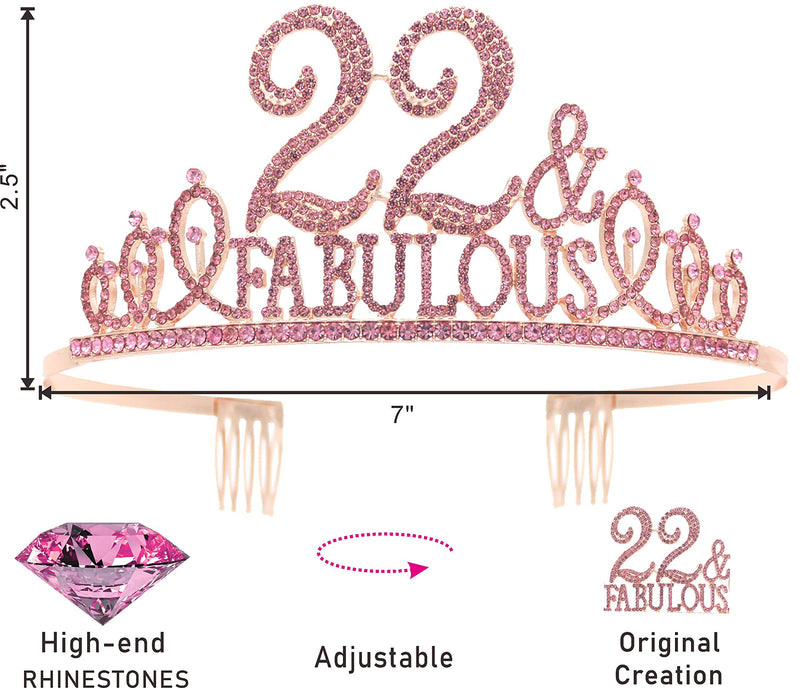 22nd Birthday Gifts for Women, 22nd Birthday Crown and Sash for Women, 22nd Birthday