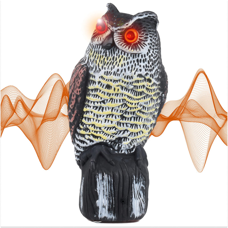 Owl Decoy Singing Voice And Shinning Eyes  Large Fake Owl To Keep Birds Away