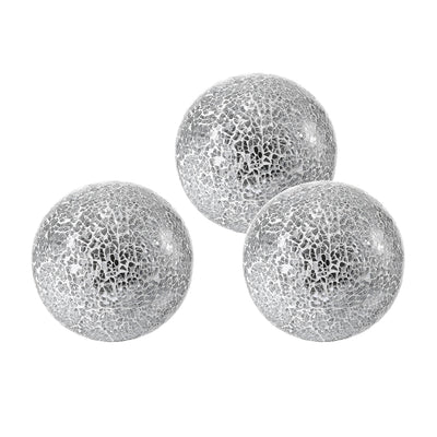 Decorative Orbs Set of 3 Glass Mosaic Sphere Balls Diameter 4.1" for Bowls, Vases