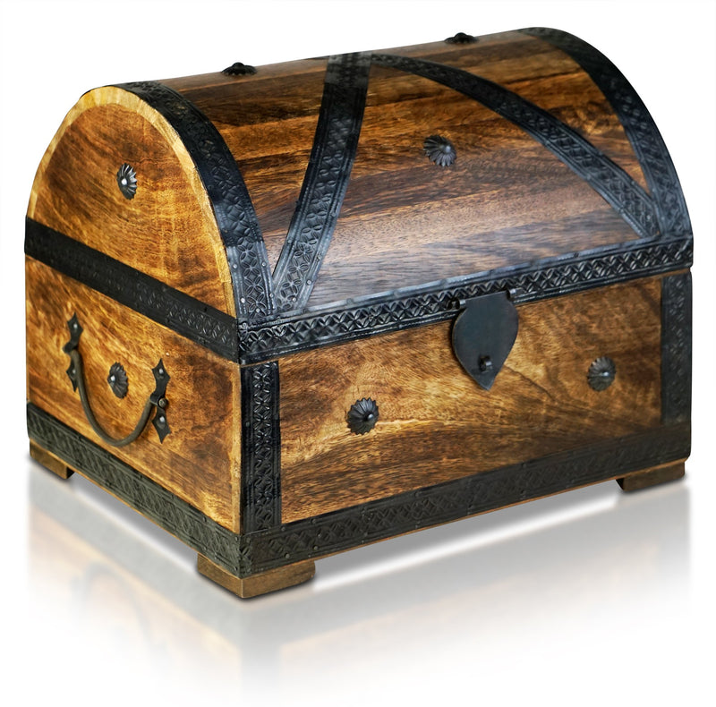 Pirate Treasure Chest Storage Box - Durable Wood & Metal Construction