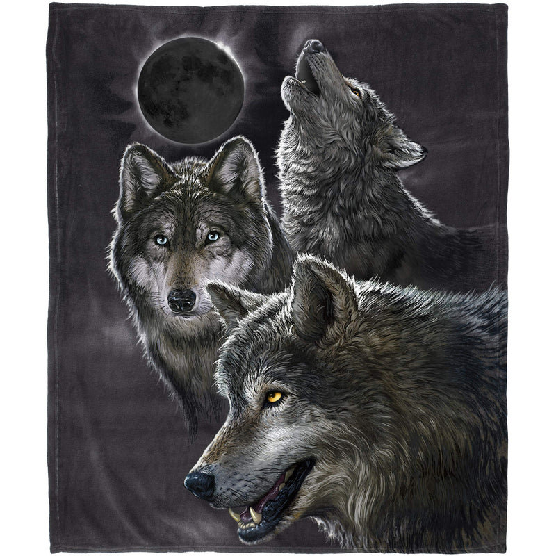 Super Soft Plush Fleece Throw Blanket (Eclipse Wolves