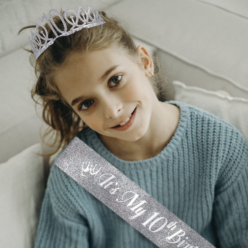 10th Birthday Gifts for Girl, 10th Birthday Tiara and Sash, 10th Birthday Decorations