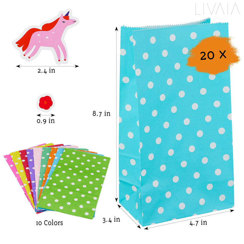 Party Favor Bags: 20 Candy Bags For Birthday Party With Stickers  Small Gift