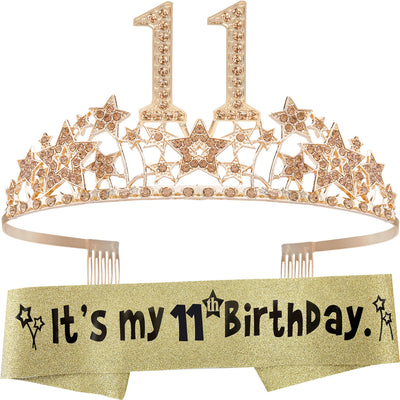 11th Birthday Gifts for Girls, 11th Birthday Tiara and Sash, 11th Birthday Decorations