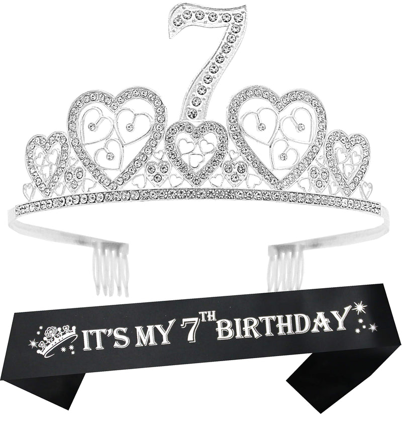 7th Birthday Gifts for Girl, 7th Birthday Tiara and Sash, 7th Birthday Decorations