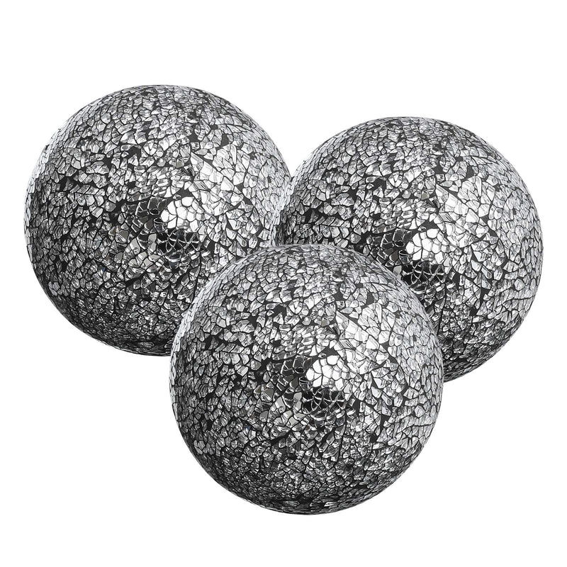 Decorative Balls Set of 3 Glass Mosaic Sphere Dia 5" (Turquoise