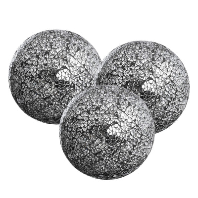 Decorative Balls Set of 3 Glass Mosaic Sphere Dia 5" (White