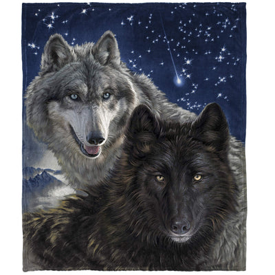 Super Soft Plush Fleece Throw Blanket (Eclipse Wolves