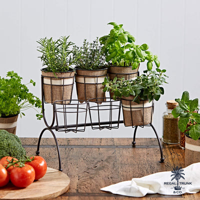 Regal Trunk 6 Pot Tiered Plant Stand - Rustic Indoor Outdoor Plant Stand - Flower Pot