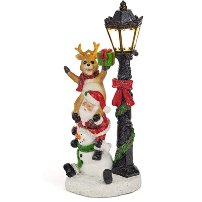 VP Home Santa and Friends Christmas Trio with Glowing LED Lamppost Holiday