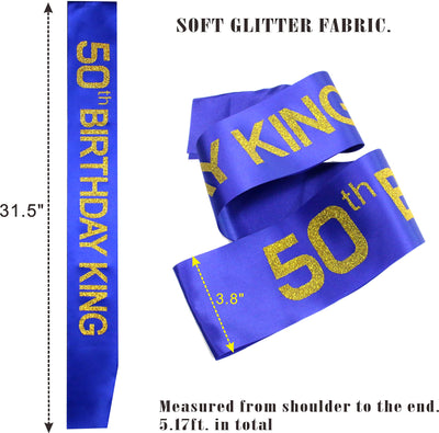 50th Birthday Gifts for Men,50th Birthday King Crown,50th Birthday King Sash,50th Birthday