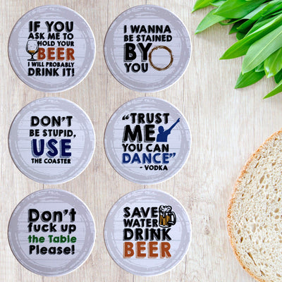 Funny Ceramic Coasters For Dks Absorbent Set Of 6 With Holder  Instantly