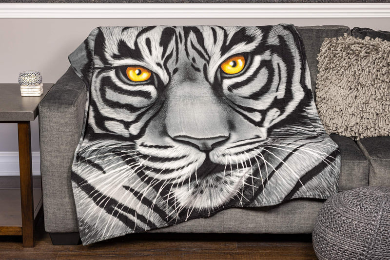 White Tiger Face Super Soft Plush Fleece Throw