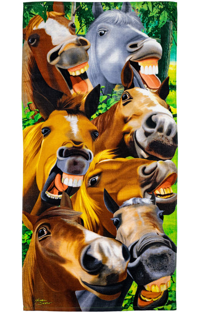 Horses Selfie Super Soft Plush Cotton Beach Bath Pool